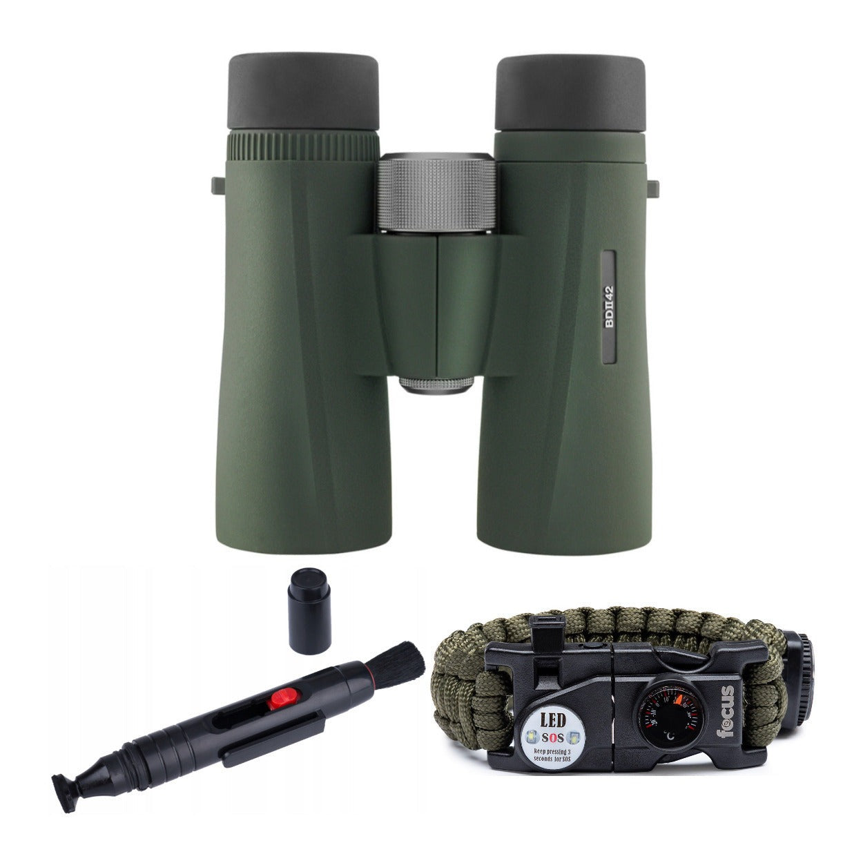 Kowa 8x42 BDII-XD Binoculars with Lens Cleaning Pen and Survival Bracelet