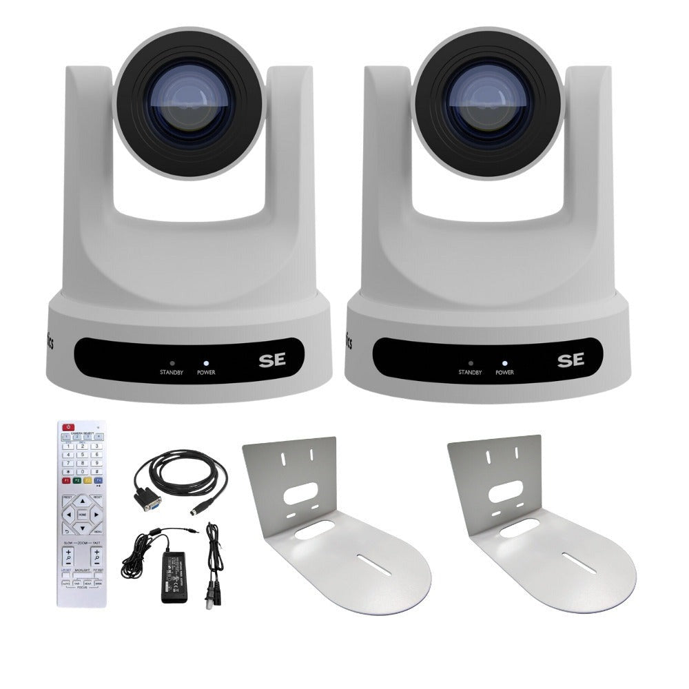 PTZOptics Move SE 20x 1080p PTZ Auto-Tracking Pan Tilt Zoom Camera (White, 2-Pack) Bundle