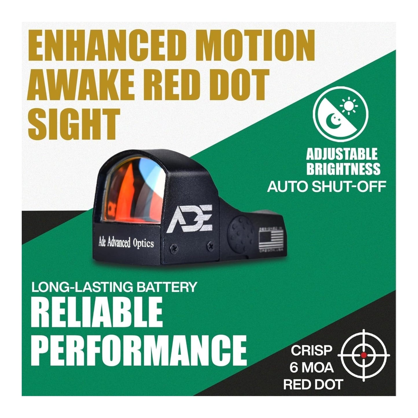 ADE Advanced Optics RD3-009-2 Waterproof Red Dot Sight with 5 MOA (Black)