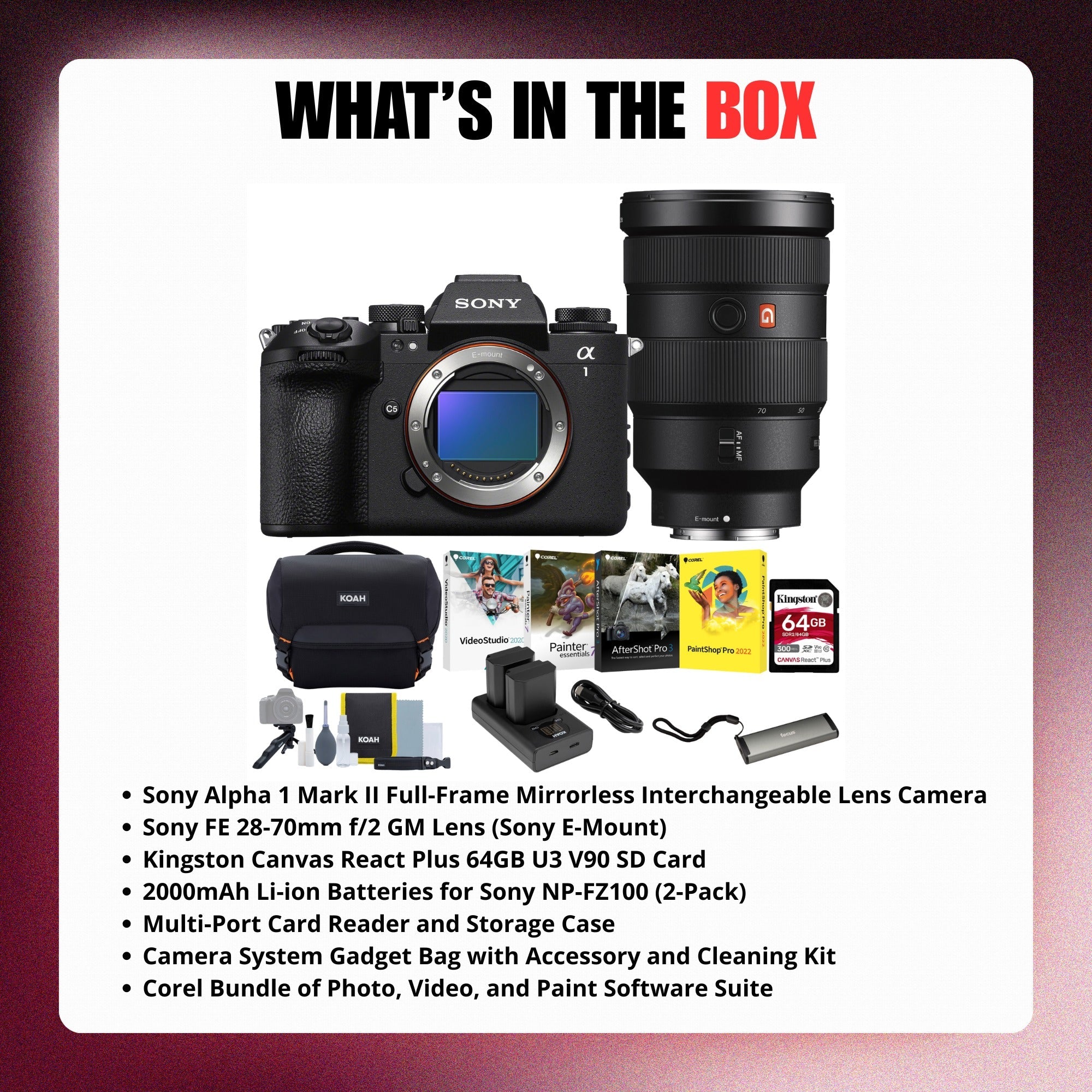 Sony Alpha 1 Mark II Mirrorless Lens Camera with FE 28-70mm f/2 GM Lens Bundle