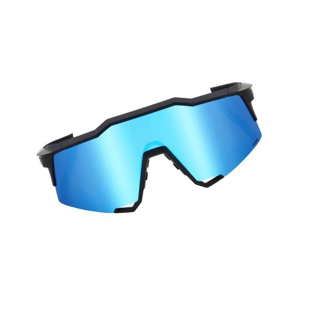 100% Speedcraft Sunglasses Matte Black HiPER Blue Lens