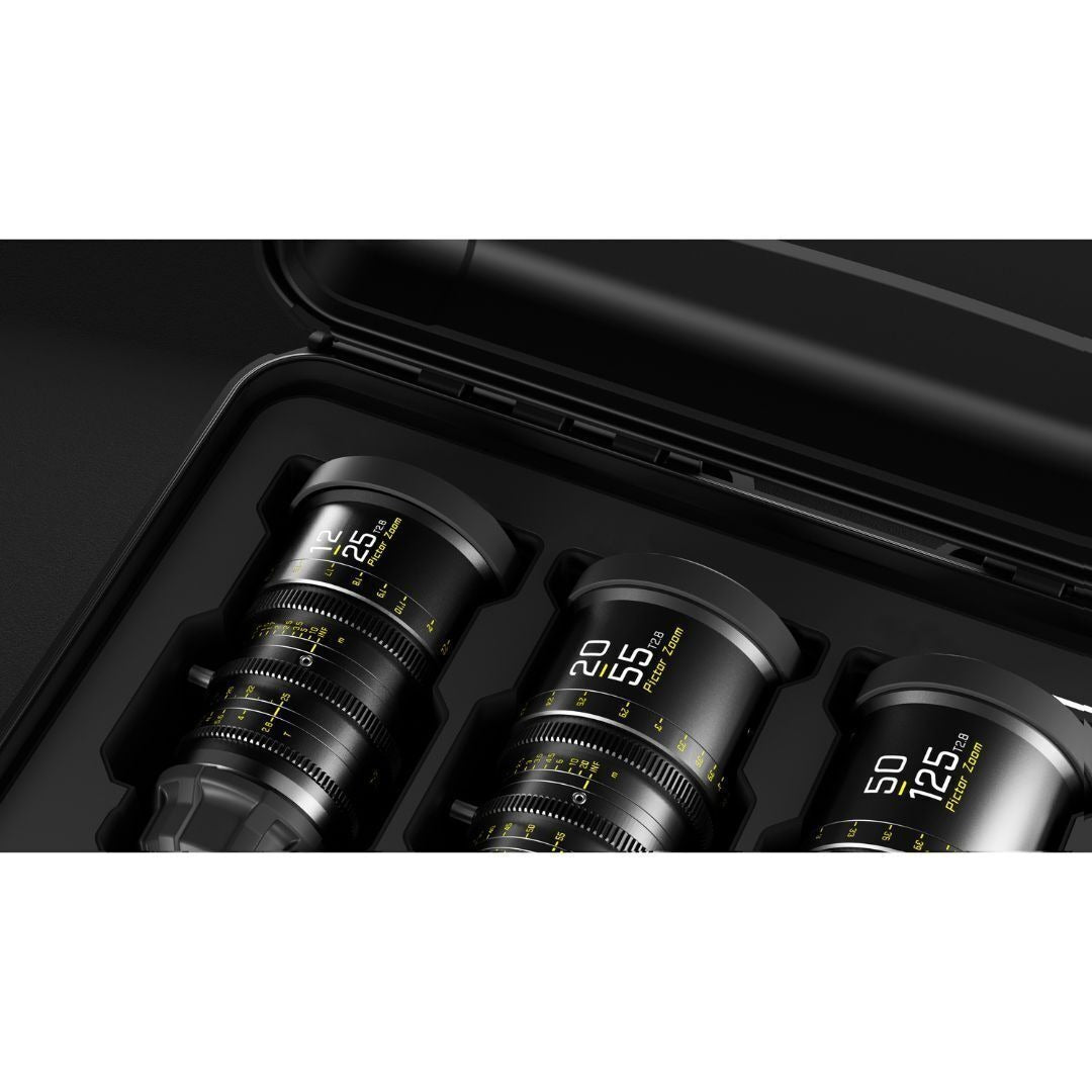 DZOFilm Pictor T2.8 Super35 Zoom 3-Lens Bundle 12-25mm, 20-55mm, 50-125mm PL and EF Mount (Black)