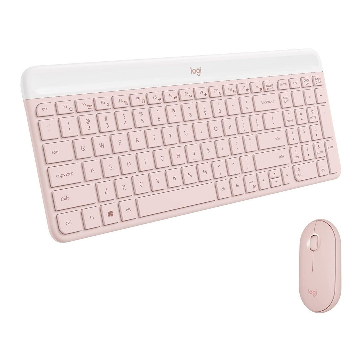 Logitech MK470 Slim Wireless Keyboard and Mouse Combo with Modern Compact Layout (Rose)