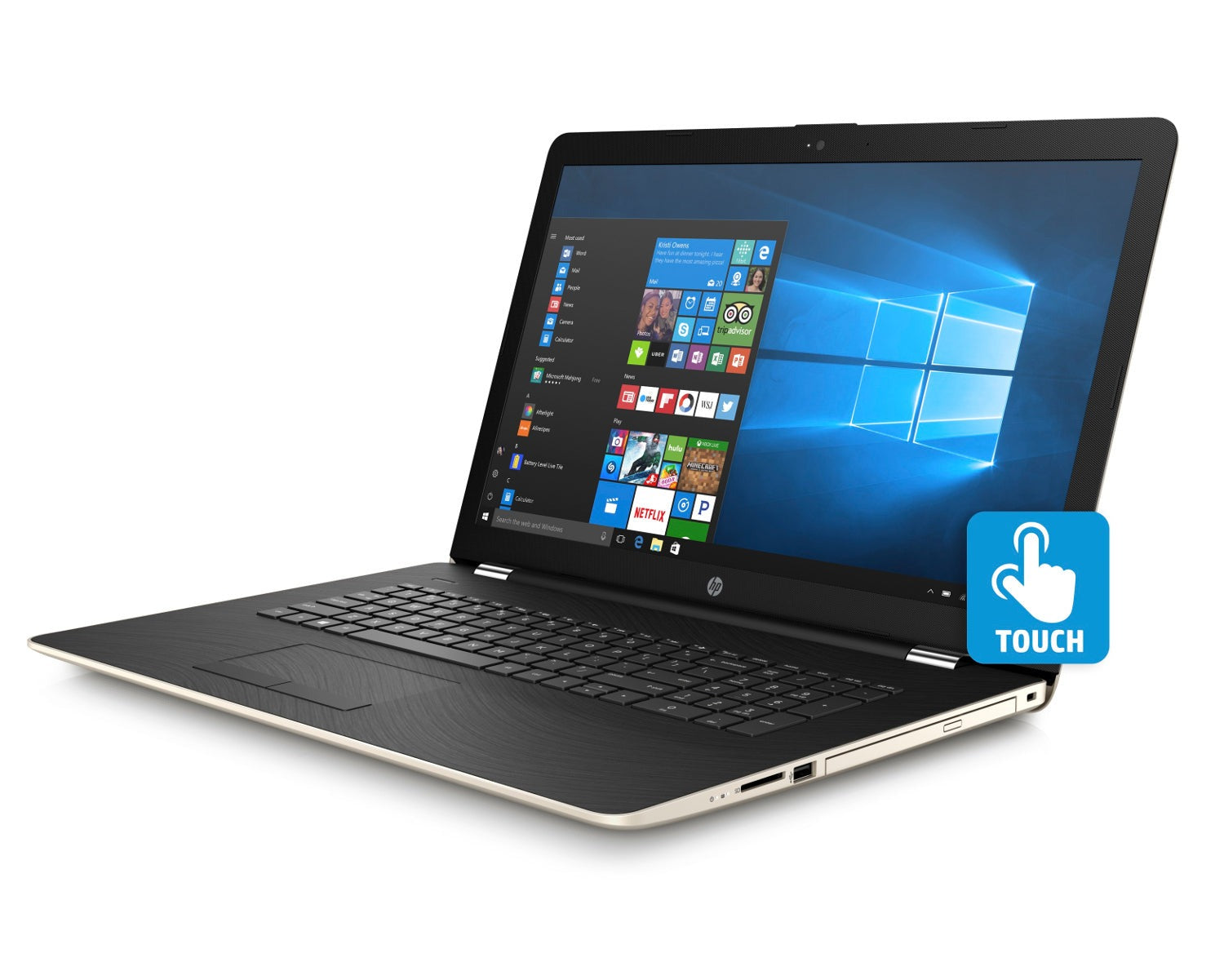 HP 17-bs040ds 17.3" HD+ Touchscreen Laptop, Intel Core i3-7100, 8GB RAM, 256GB SSD (Certified Refurbished)