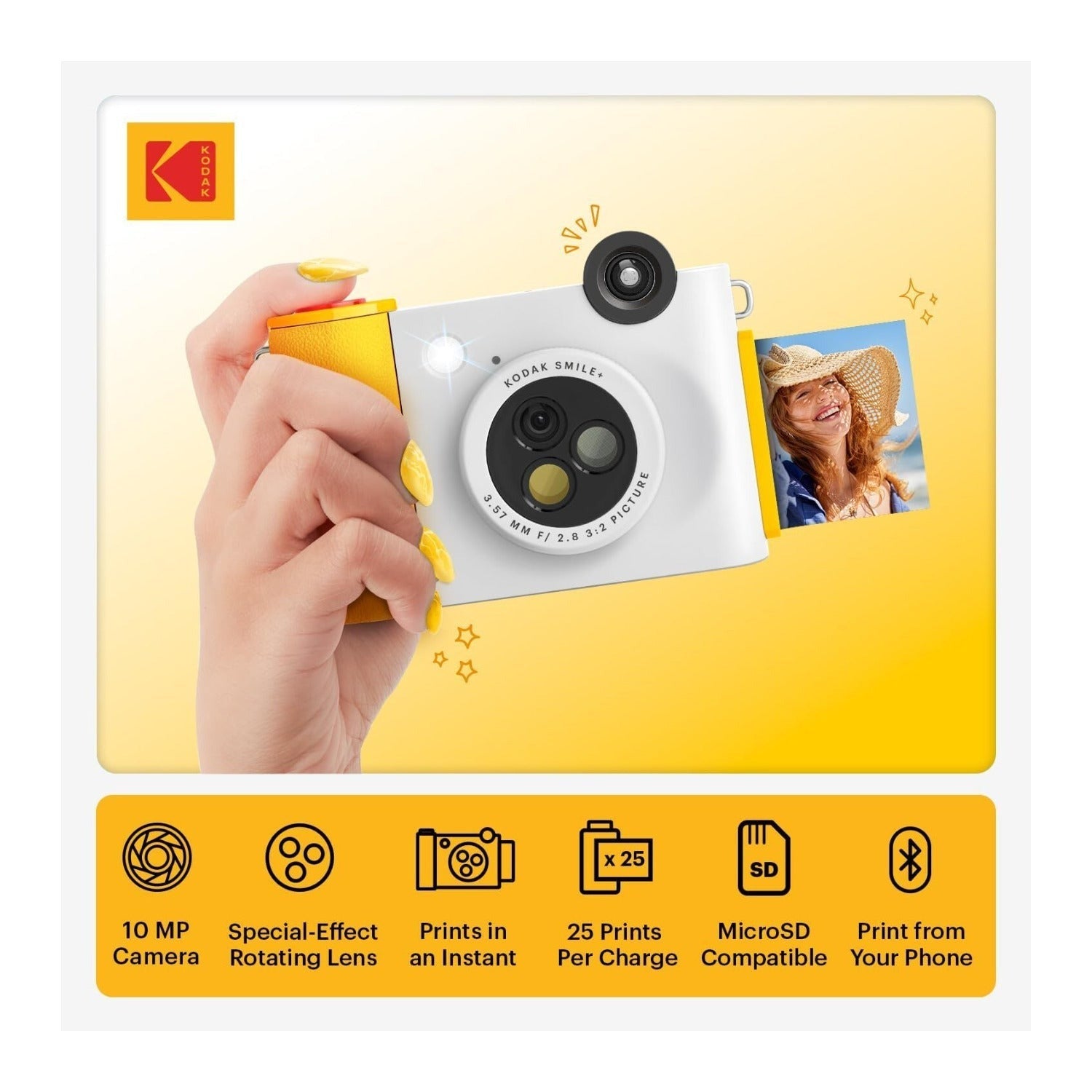 KODAK Smile+ Digital Instant Print Camera with Effect-changing Lens (White)