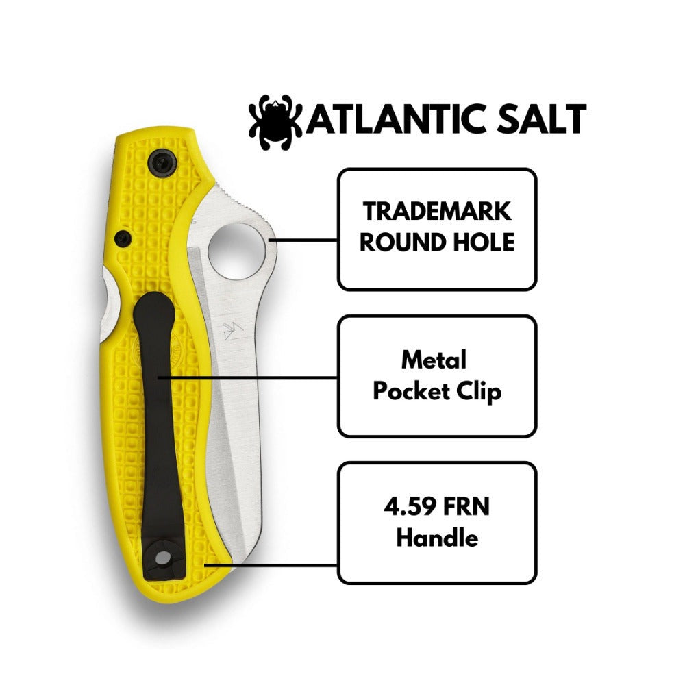Spyderco Atlantic Salt 8.27 Inch Rust Free Yellow Folding Knife with FRN Handle