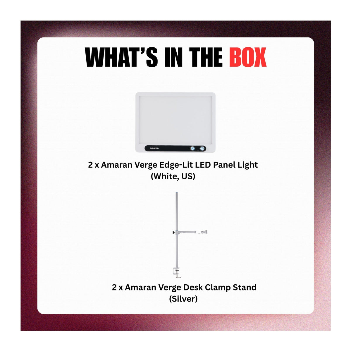 Amaran Verge Edge-Lit LED Panel Light (White, US) with Accessory Bundle