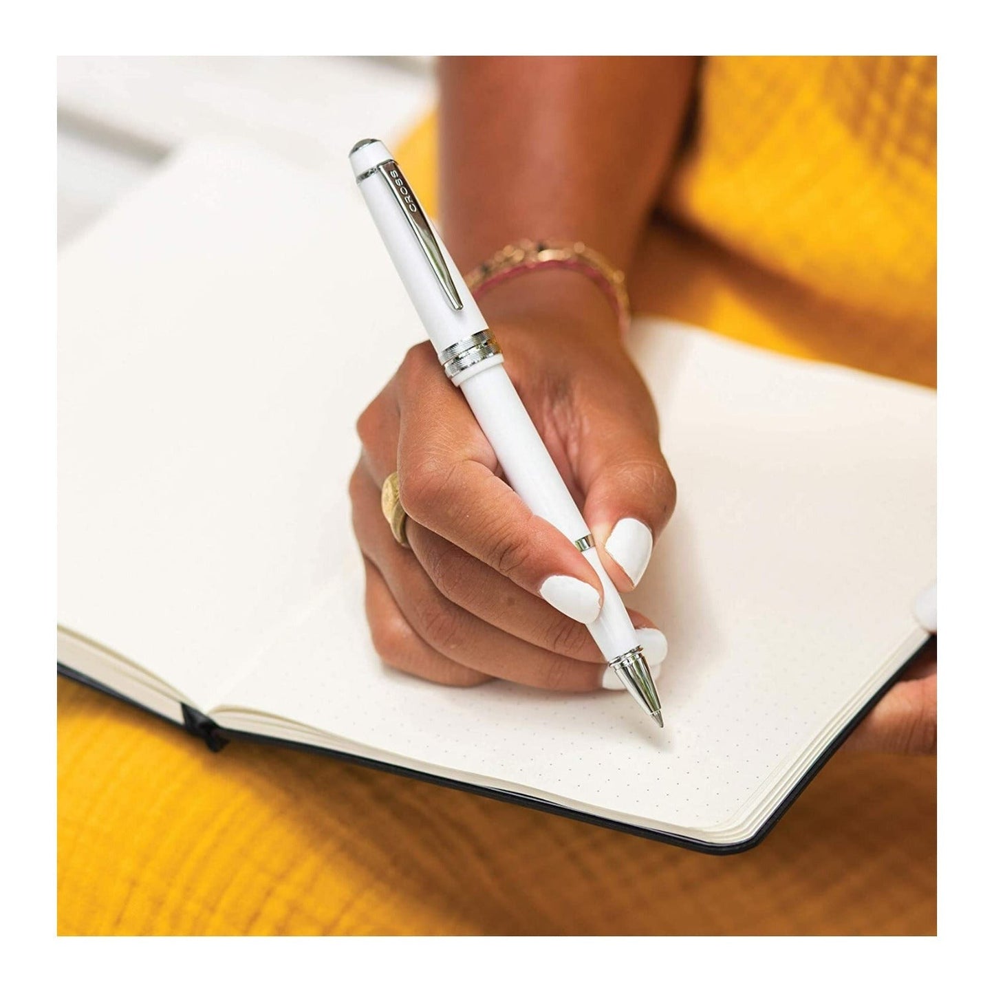 Cross Bailey Light Polished Resin Refillable Medium Ballpoint Pen with Gift Box (Glossy White)