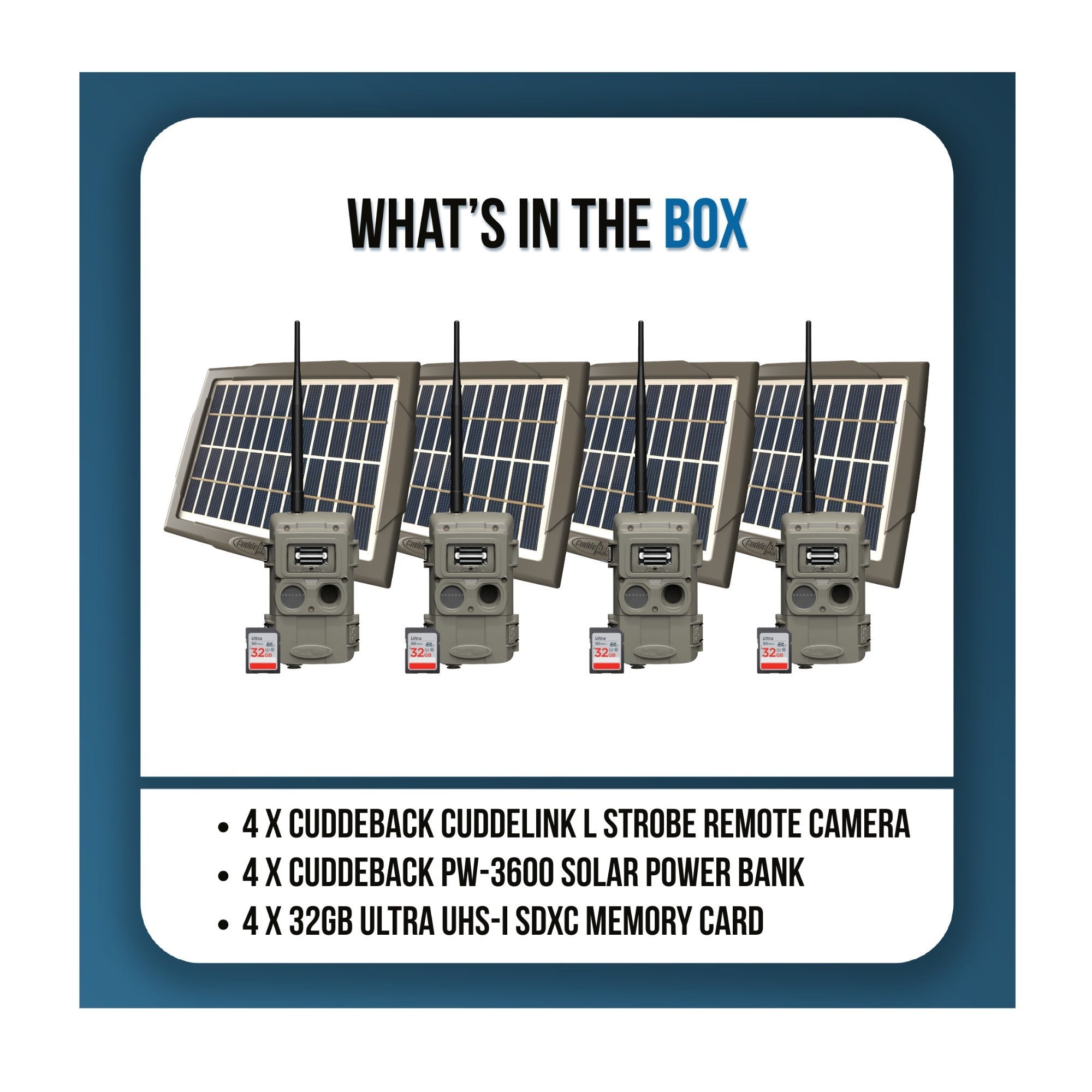 Cuddeback Cuddelink Strobe Camera (4-Pack) with Charging Accessories and SD Cards Bundle