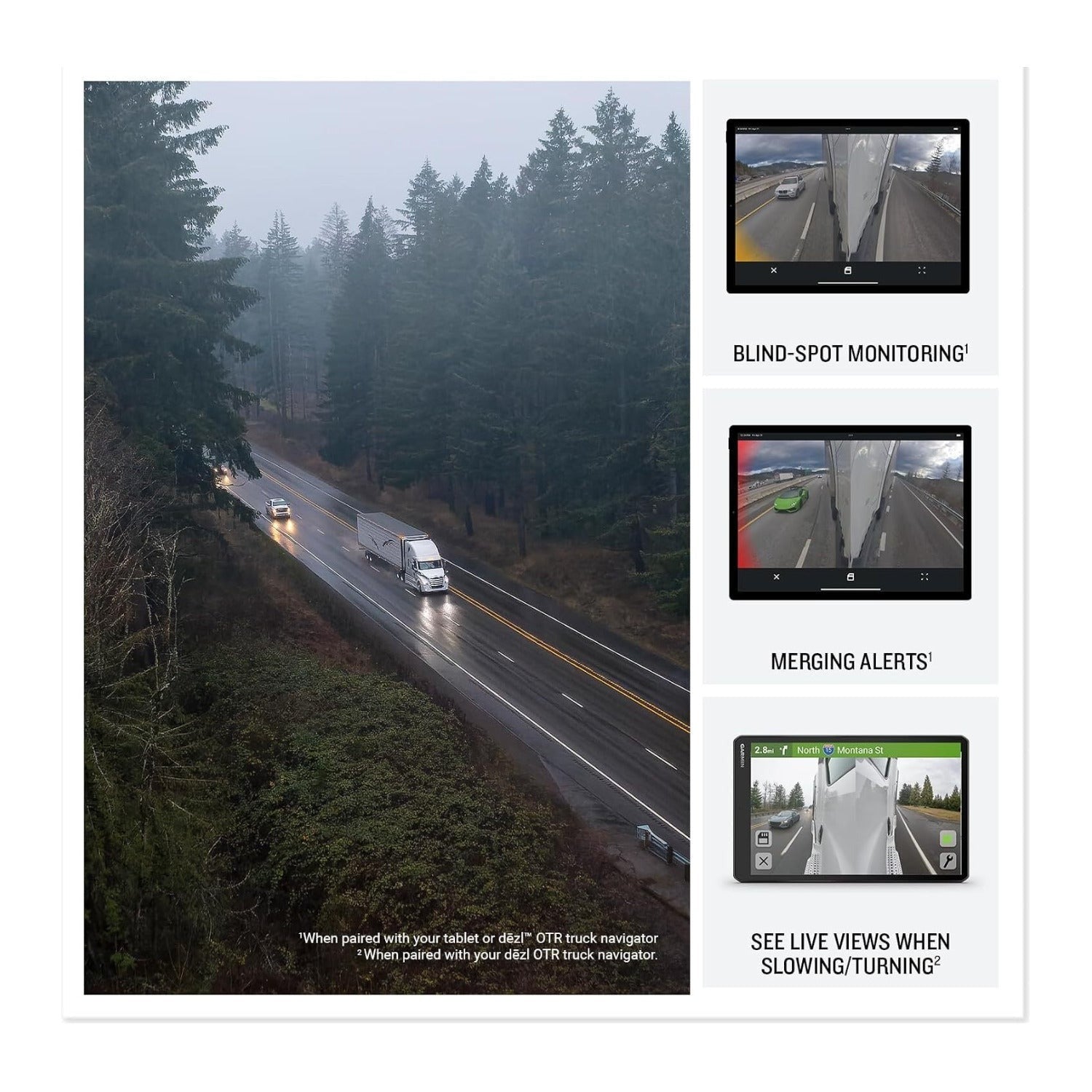 Garmin dēzl DualView Rugged Side Camera System for Trucks with Blind Spot Monitoring