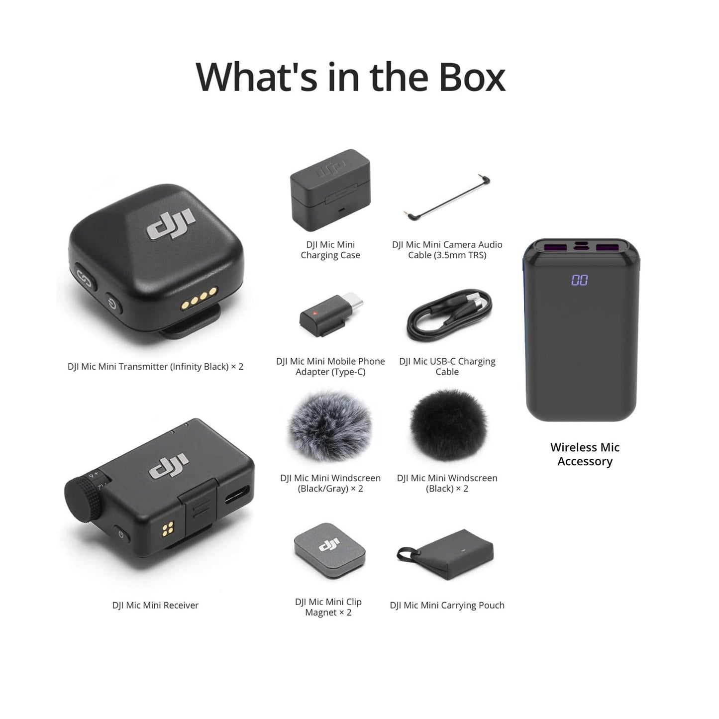 DJI Mic Mini (2 TX + 1 RX + Charging Case) with Wireless Portable Accessory