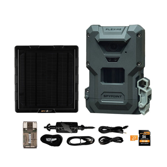 Spypoint FLEX-M2 32MP Trail Camera with Solar Panel, Memory Card and Card Reader Bundle