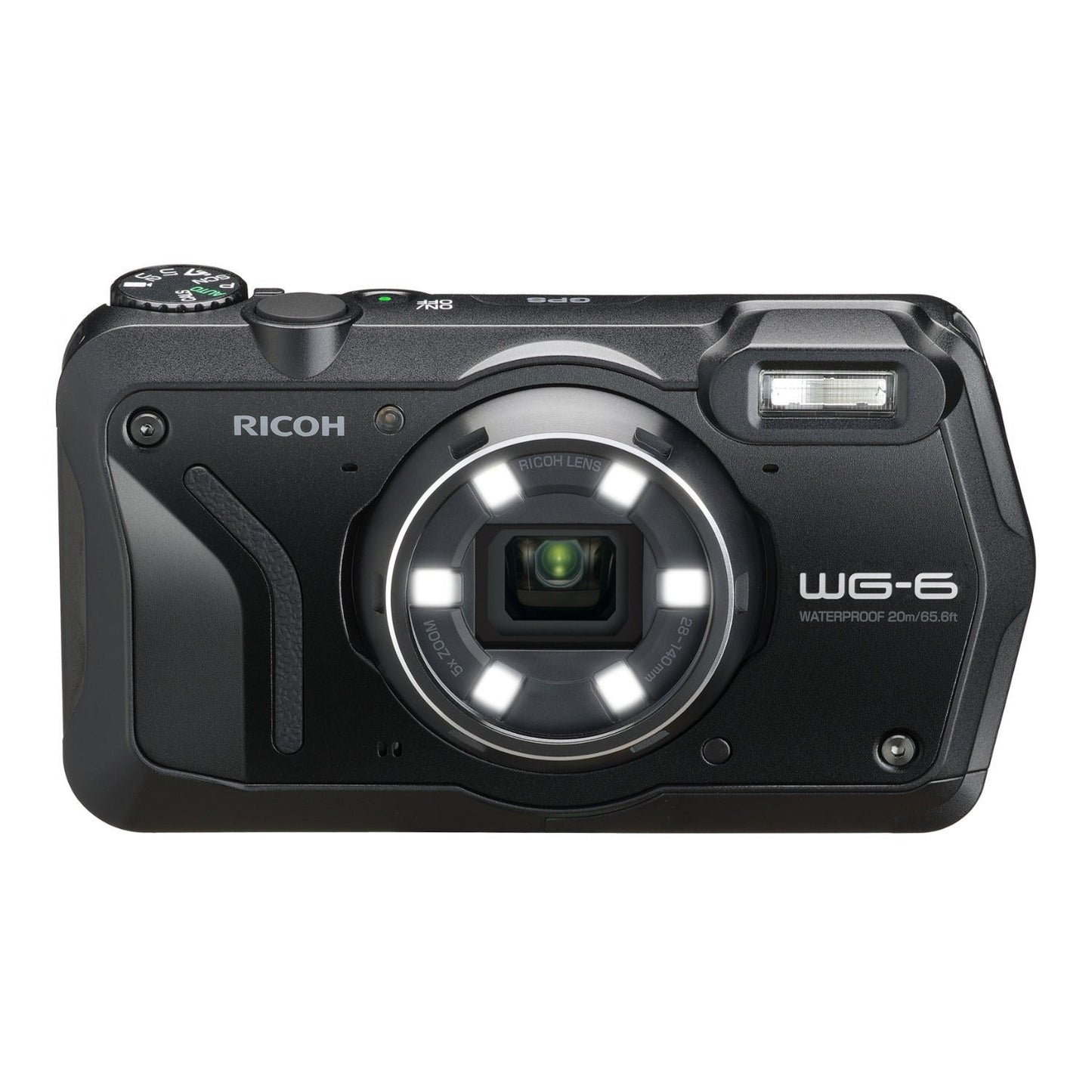 Ricoh WG-6 Digital Camera (Black) with Gadget Bag with Cleaning Kit and 64GB Memory Card