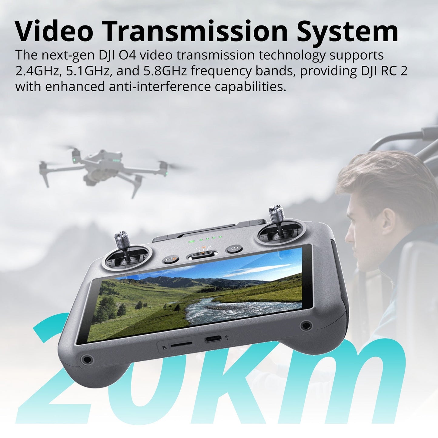 DJI RC 2 Lightweight Remote Controller for DJI Drones with 64GB SD Card and Accessory Bundle
