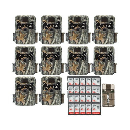 Browning Trail Cameras Dark Ops 16MP Game Camera (10-Pack) with 20 16GB SD Cards and USB Card Reader