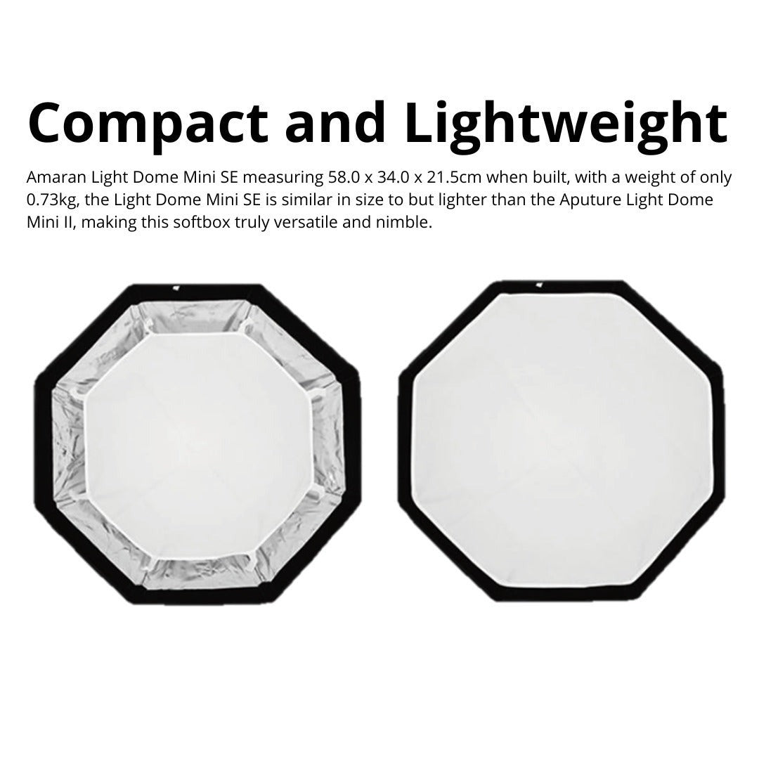 amaran Light Dome Mini SE Bowens Mount Octagonal Softbox and amaran Light Control Grid Bundle