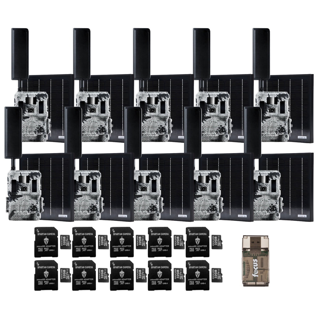 Spartan GoLive2 4G/LTE Trail Camera 10-Pck Bundle with Solar Panel & Accessories