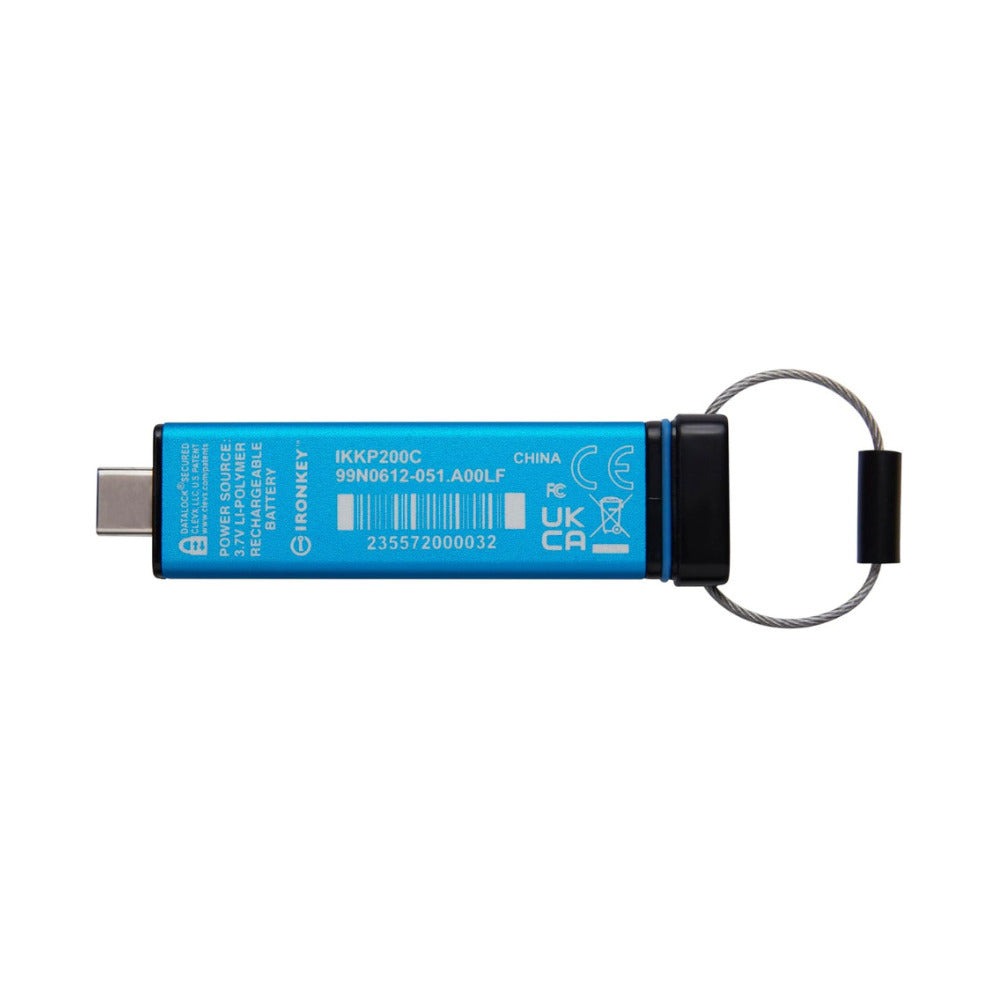 Kingston Ironkey Keypad 200 USB-C 64GB Encrypted Flash Drive (Blue)