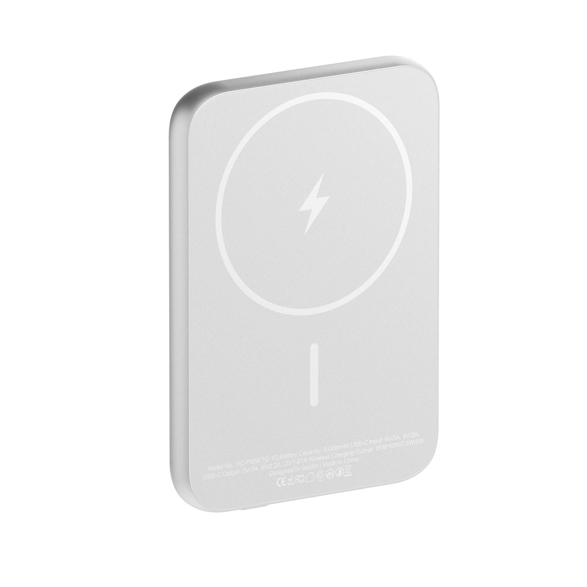ReelCharge ReelSafe 5,000 mAh Glass Power Bank (Silver)