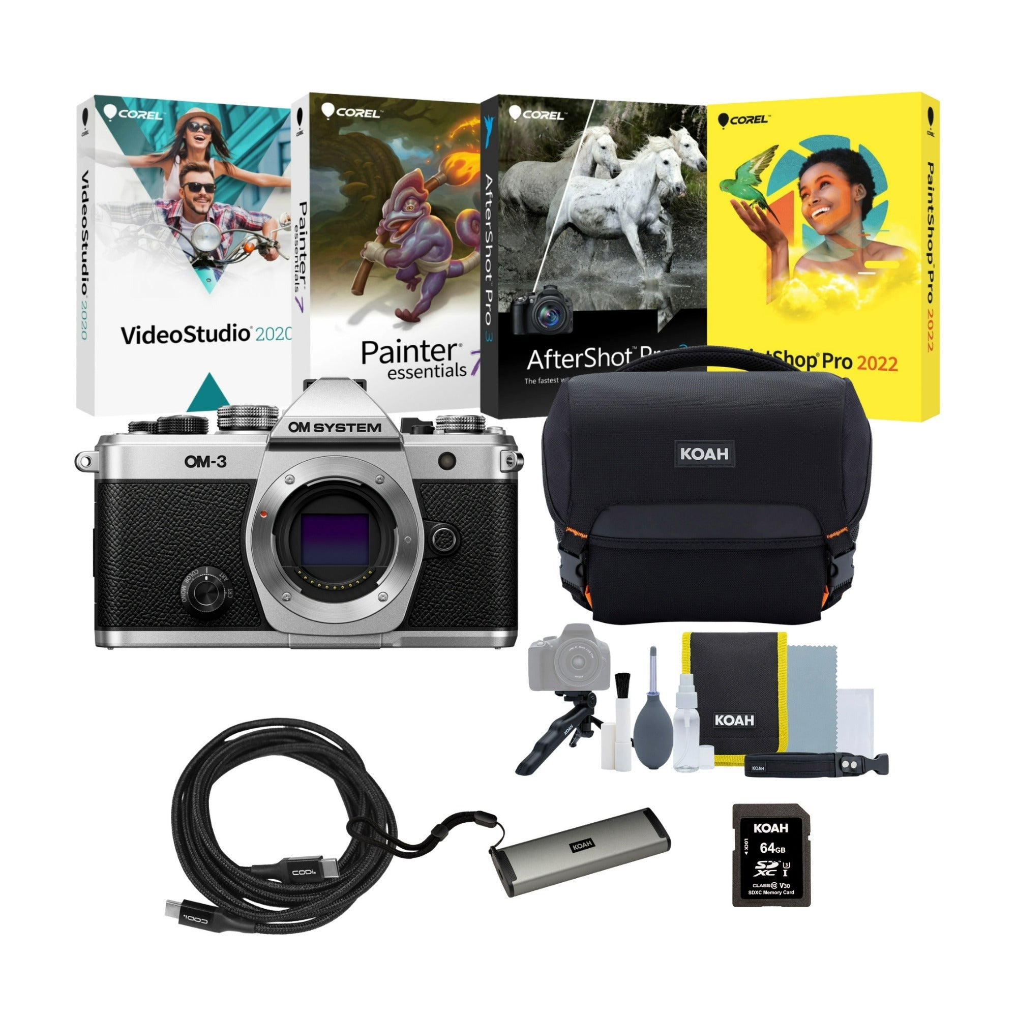 OM SYSTEM OM-3 Mirrorless Camera with Accessories Bundle