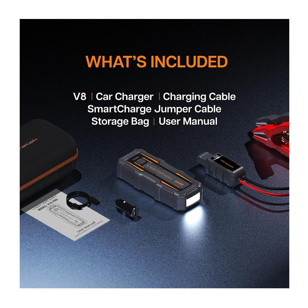 Veratek V8 Pro 3000A Jump Starter 20,000mAh 12V Battery Booster Pack