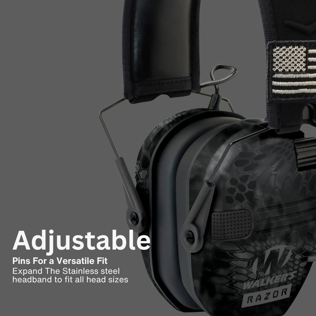 Walkers Razor Patriot Electronic Ear Muffs (Kryptek Camo) Bundle