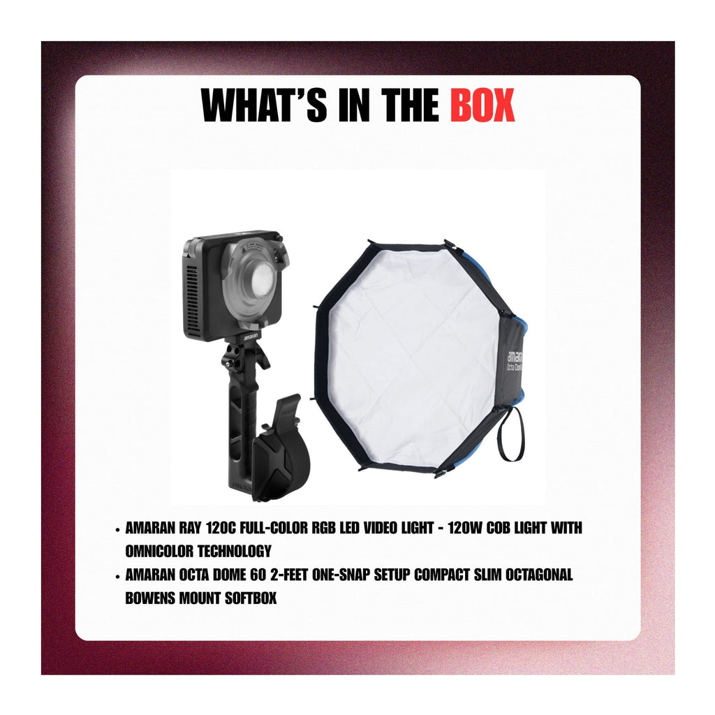 Amaran Ray 120c RGB LED Video Light (US) Bundle with Octa Dome 60 Softbox
