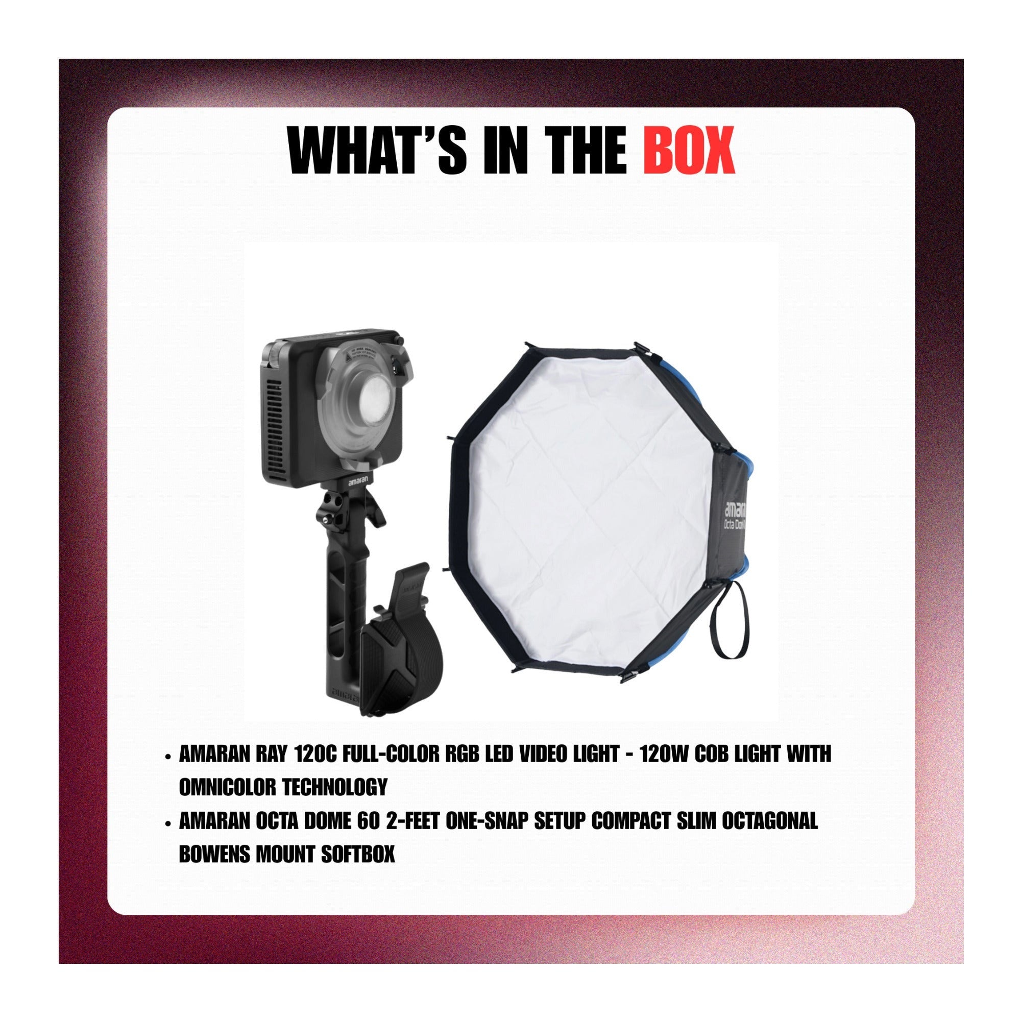 Amaran Ray 120c RGB LED Video Light (US) Bundle with Octa Dome 60 Softbox