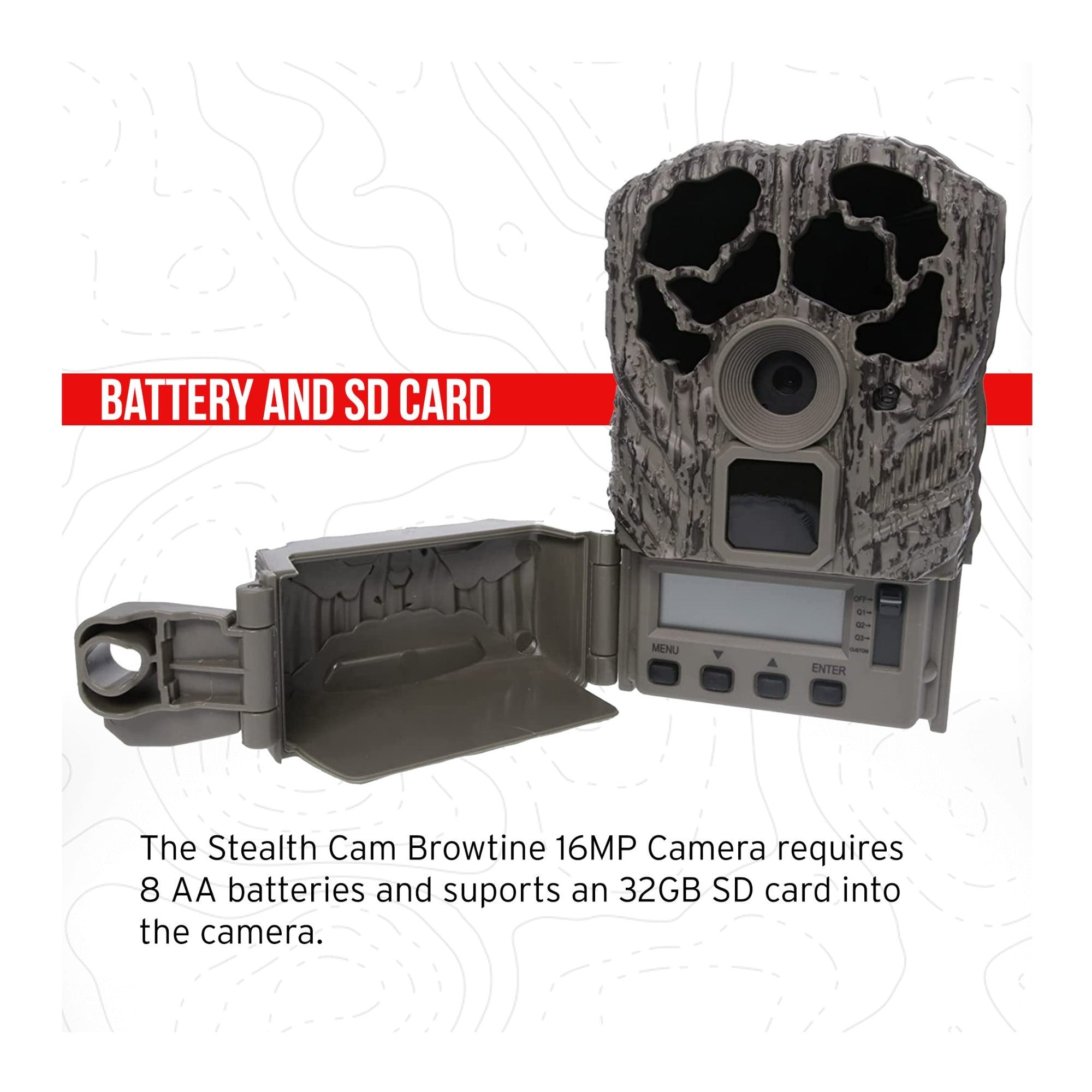 Stealth Cam Browtine 16MP Trail Camera Bundle with 32GB Memory Card and Card Reader (5 Items)