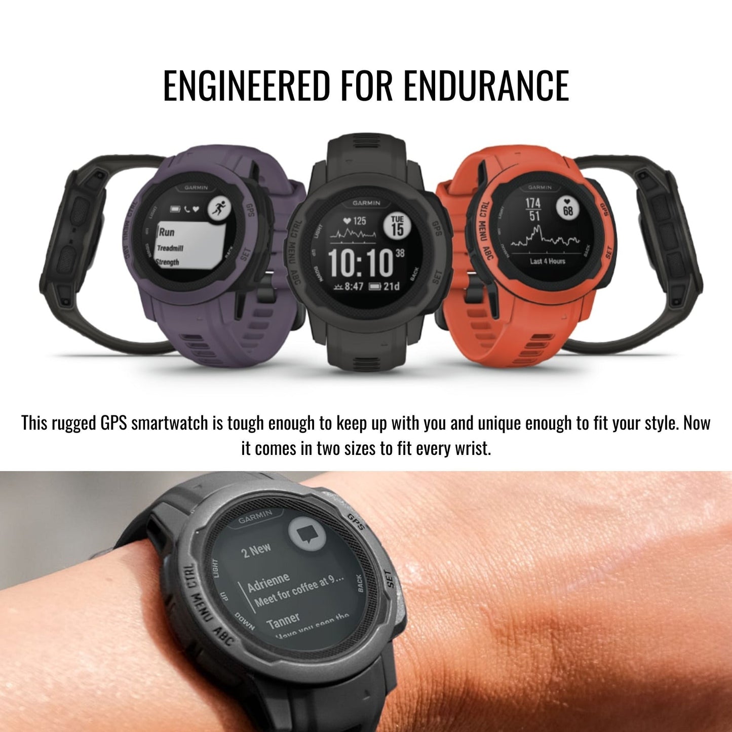 Garmin Instinct 2S GPS Smartwatch (Graphite) with Charger Stand and Port Protectors (9-Pack) Bundle