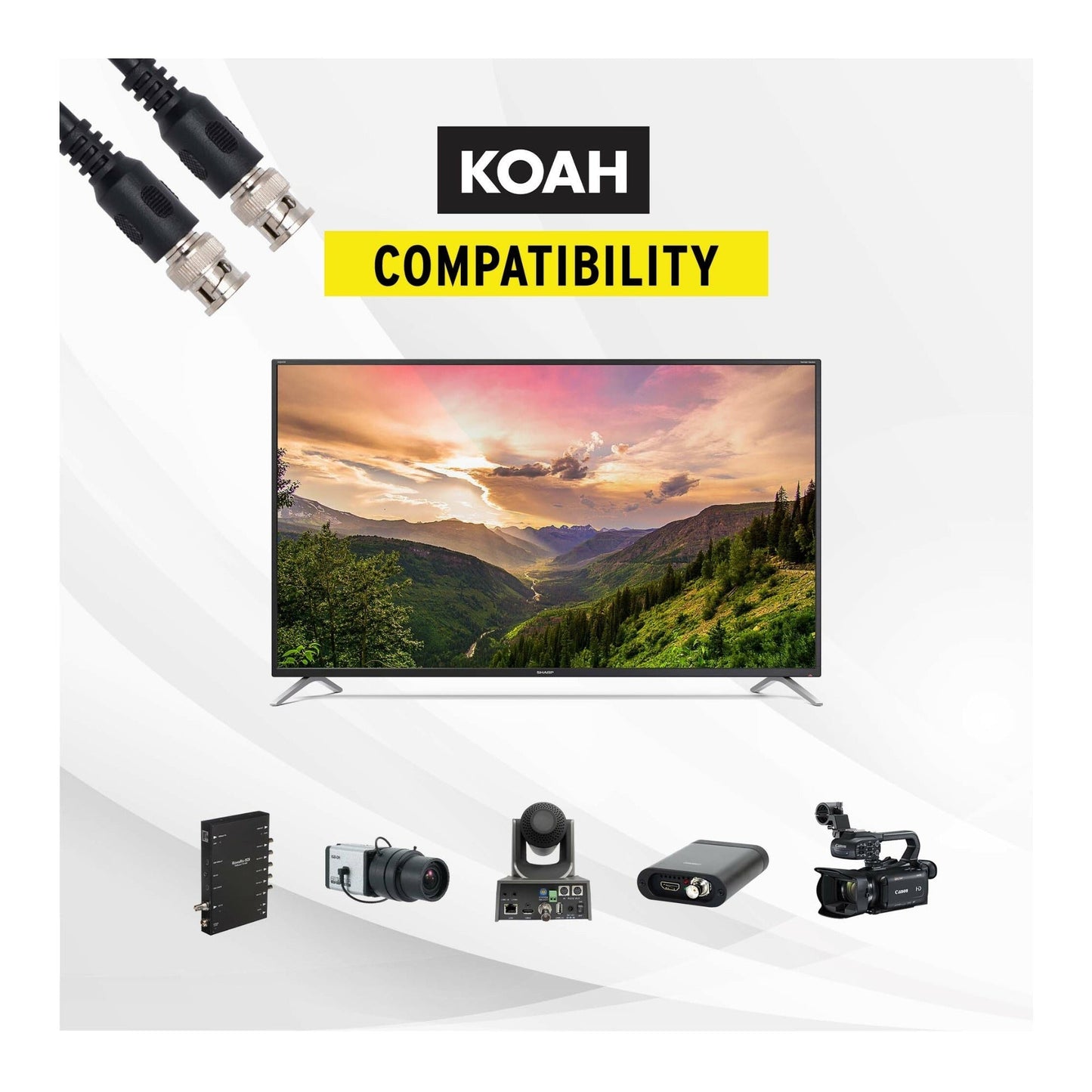 Koah Pro 3G-SDI BNC Male to BNC Male Video Cable, BNC - BNC Cable, 6 Feet Coaxial Cable