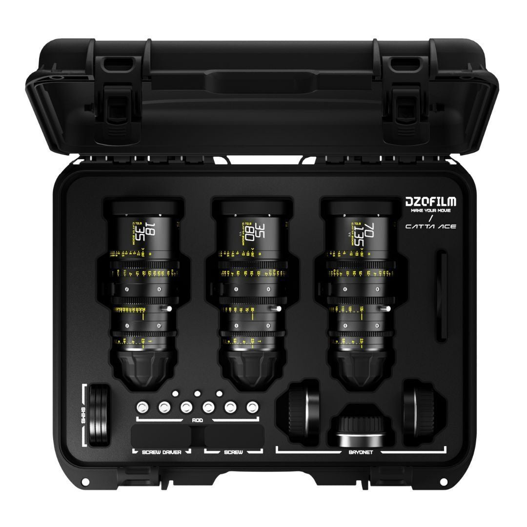 DZOFilm Catta Ace FF 18-35mm, 35-80mm, and 70-135mm T2.9 Cine 3-Lens Bundle (PL and EF, Black)