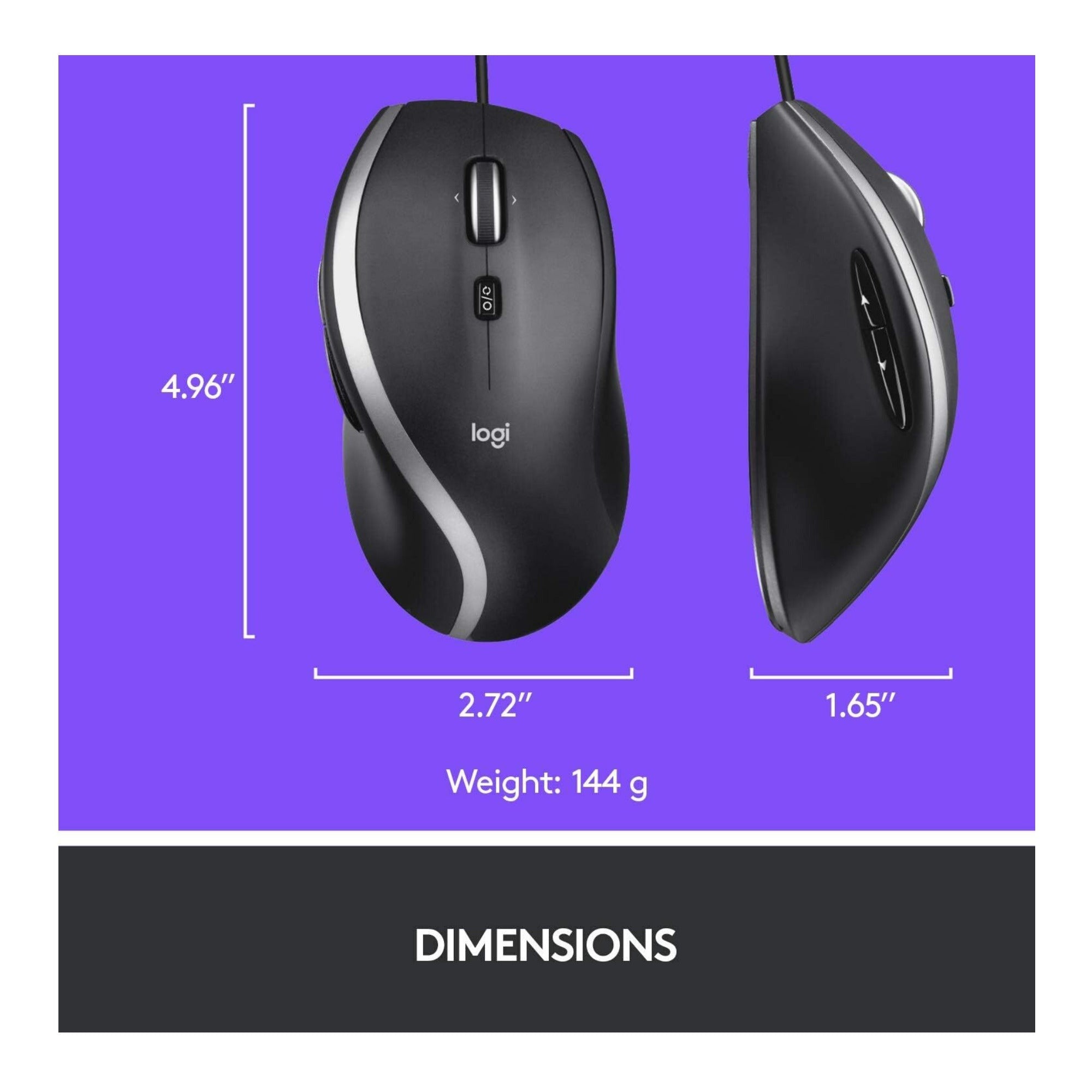 Logitech M500S Advanced Corded Mouse for Desktop Office and Home Computer