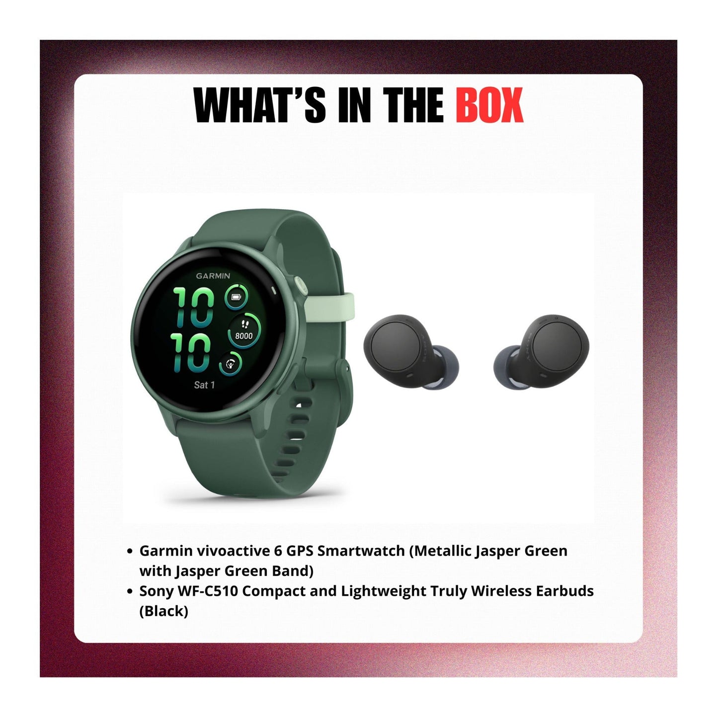 Garmin vivoactive 6 GPS Smartwatch (Jasper Green) with Wireless Earbuds Bundle
