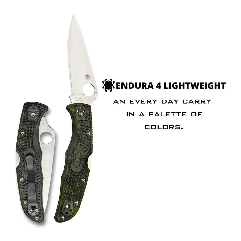 Spyderco Endura 4 Zome 3.80-Inch VG-10 Foldable Steel Blade Knife (Green)