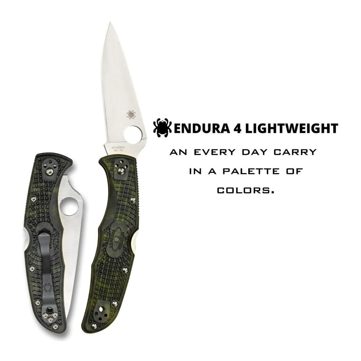 Spyderco Endura 4 Zome 3.80-Inch VG-10 Foldable Steel Blade Knife (Green)