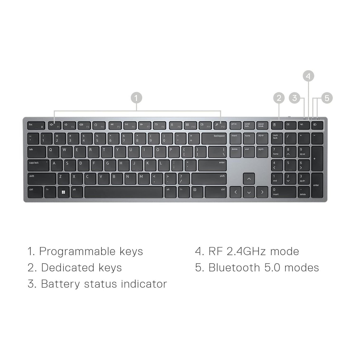 Dell KM7120W Pro Plus Compact Wireless Keyboard & Mouse (Titan Gray)