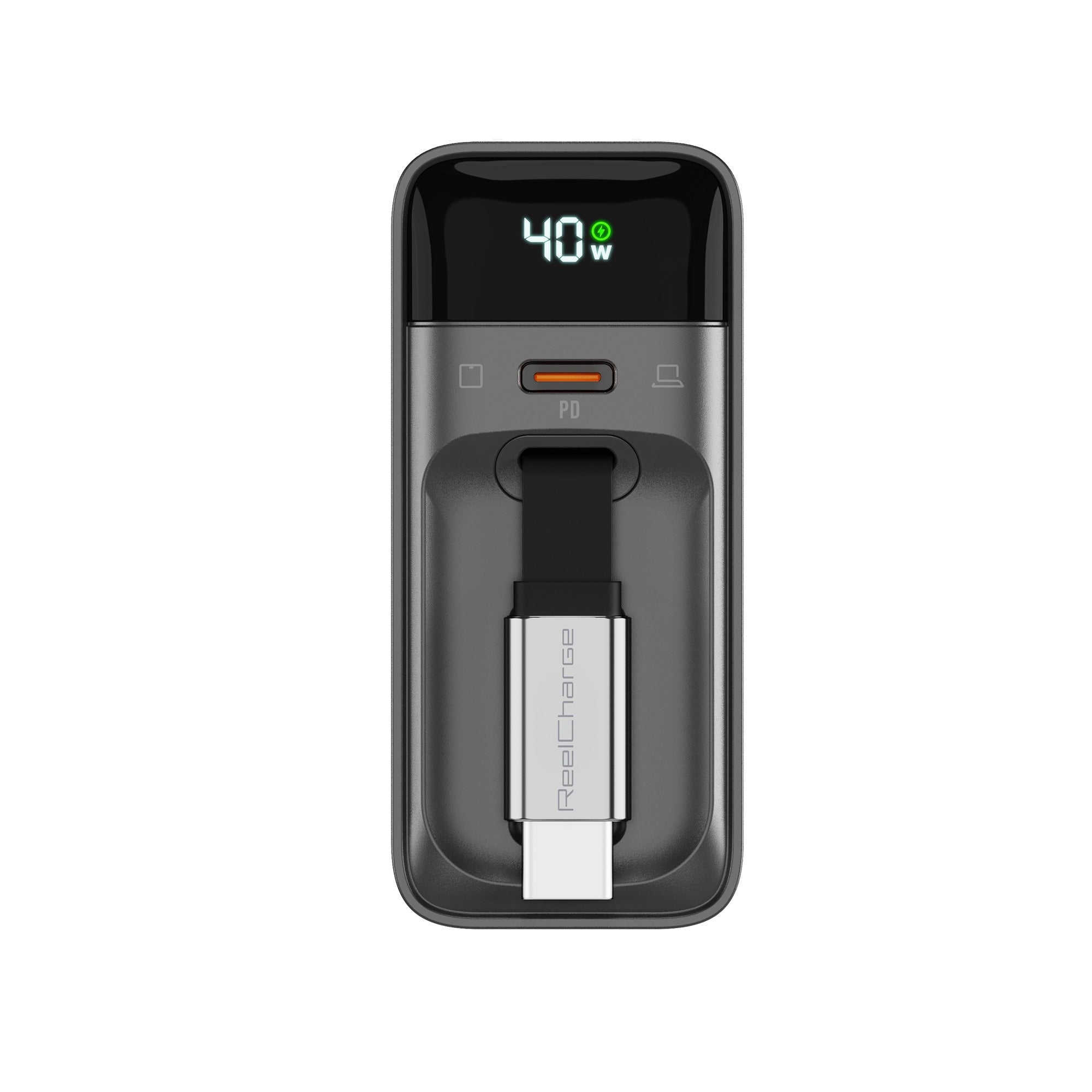 ReelCharge 40W Charger with Retractable Cable (Black)