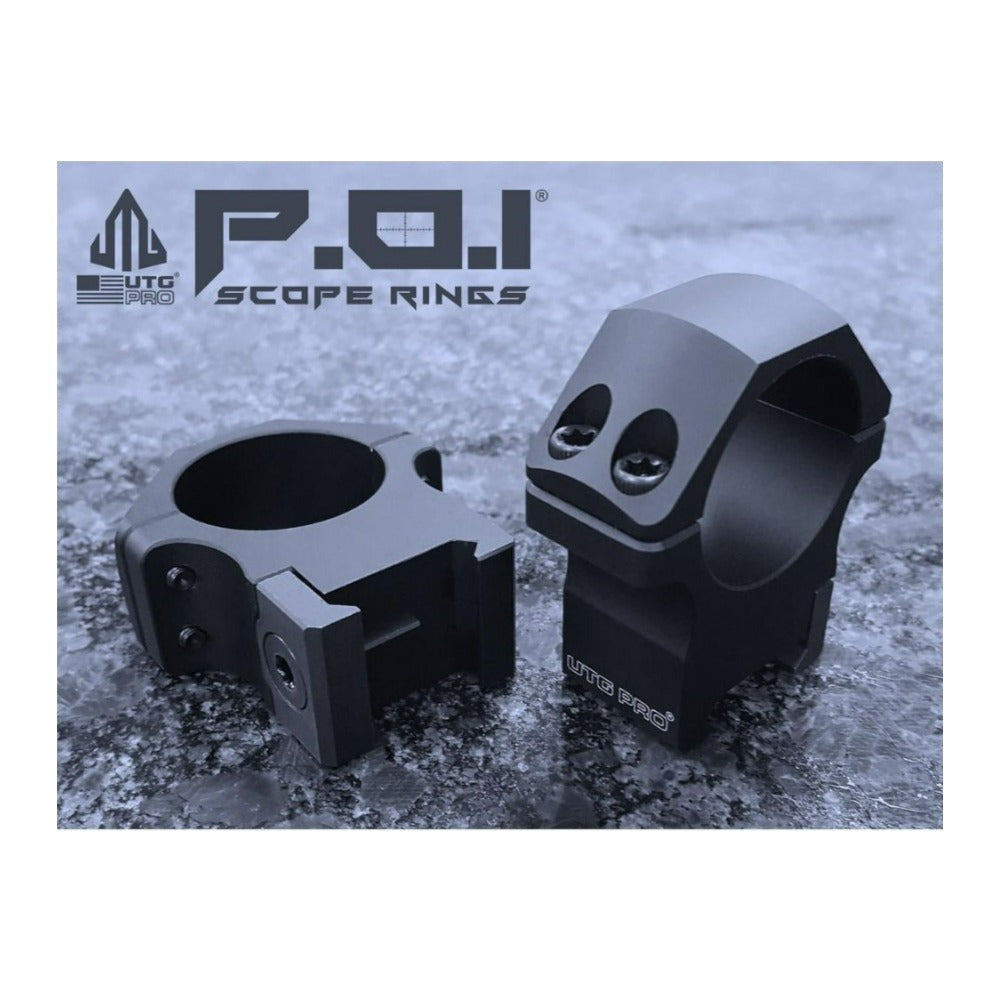 UTG PRO US Made 30mm Aluminum Low Profile POI Picatinny Black Ring 2 Pack