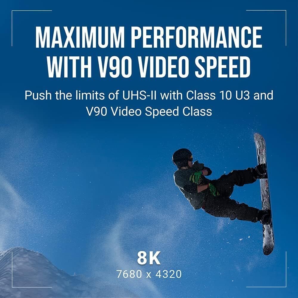 PNY EliteX-Pro 90 Class 10 U3, UHS-II SD Flash 256GB Memory Card for 8K Videography
