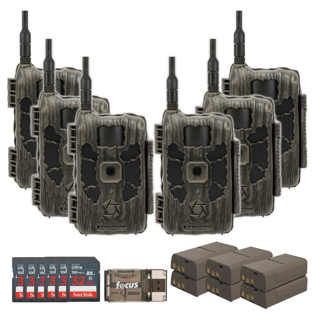 Stealth Cam 40MP Deceptor Max Cellular Trail Camera 6-Pack with Fieldmax Lithium 6-Pack Bundle