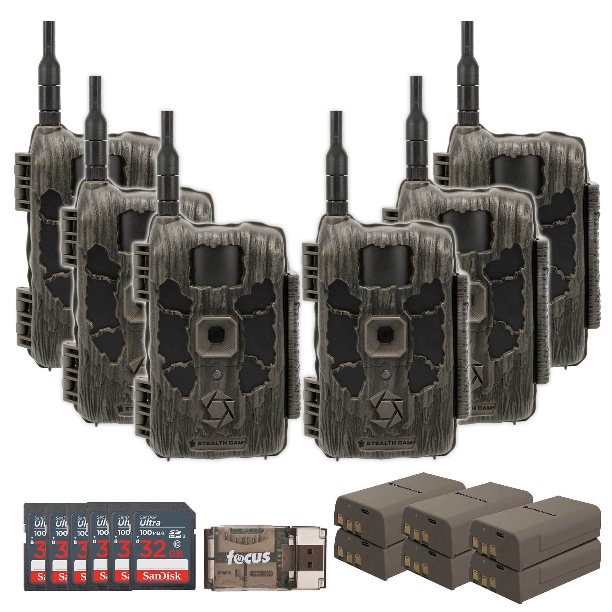 Stealth Cam 40MP Deceptor Max Cellular Trail Camera 6-Pack with Fieldmax Lithium 6-Pack Bundle