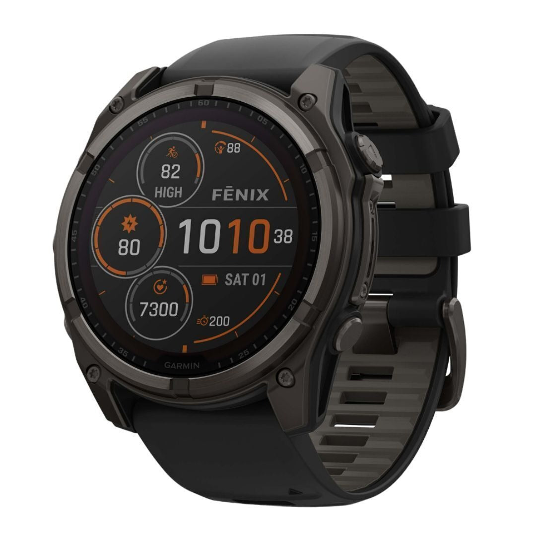 Garmin Fenix 8 Sapphire Solar 51mm Smartwatch (Black and Pebble Gray) Bundle