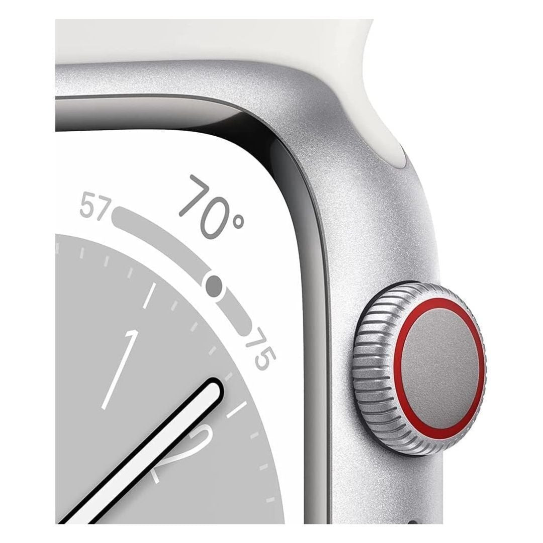 Apple Watch Series 8, 41mm GPS (Silver Aluminum Case, White Sport Band S/M) (Certified Refurbished)