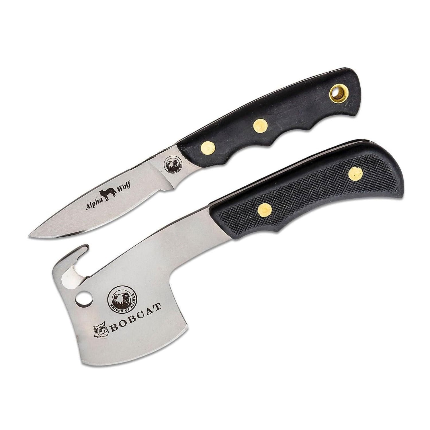 Knives of Alaska Bobcat Mini Hatchet and Alpha Wolf D2 Fixed-Blade Knife Combo