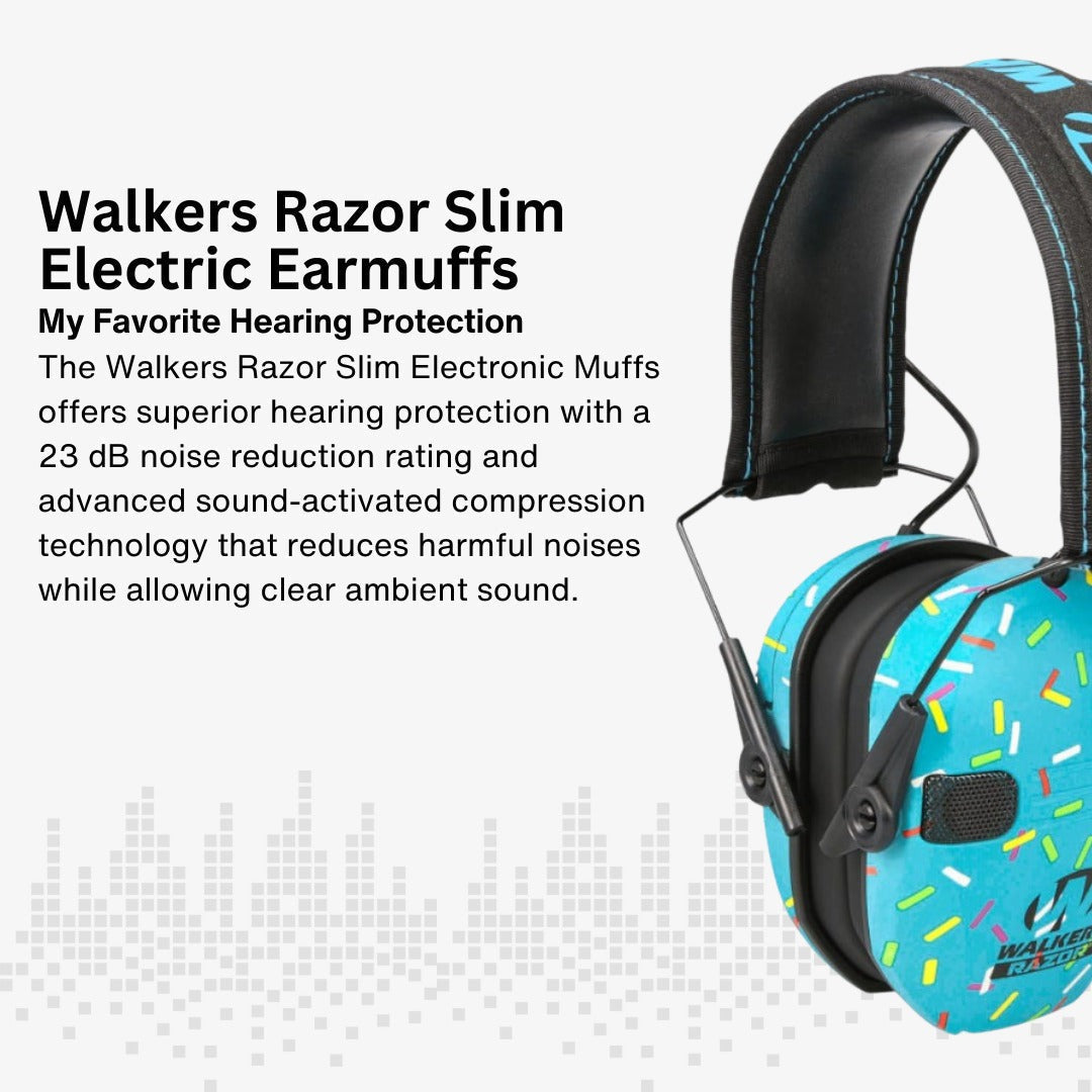 Walker's Razor Slim Electronic Muff (Blue, 2-Pack) Bundle with Accessories