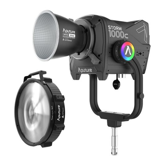 Aputure Storm 1000c Point-Source Fixture with Wide Hyper Reflector (Black) with Fresnel Bundle