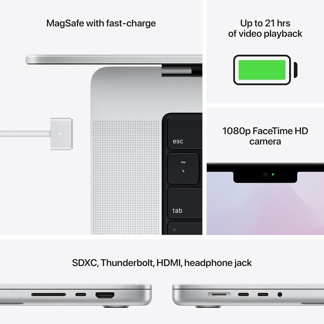 Apple MacBook Pro 16" (2021) with M1 Pro Chip, 10-Core CPU, 16GB RAM, Silver (Certified Refurbished)