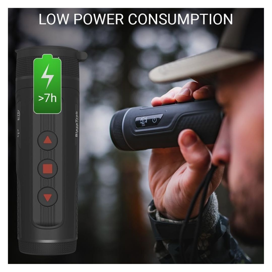 ATN BlazeTrek 325 Thermal Monocular with 5 Color Palettes, 16GB Storage, and Compact Design (Black)