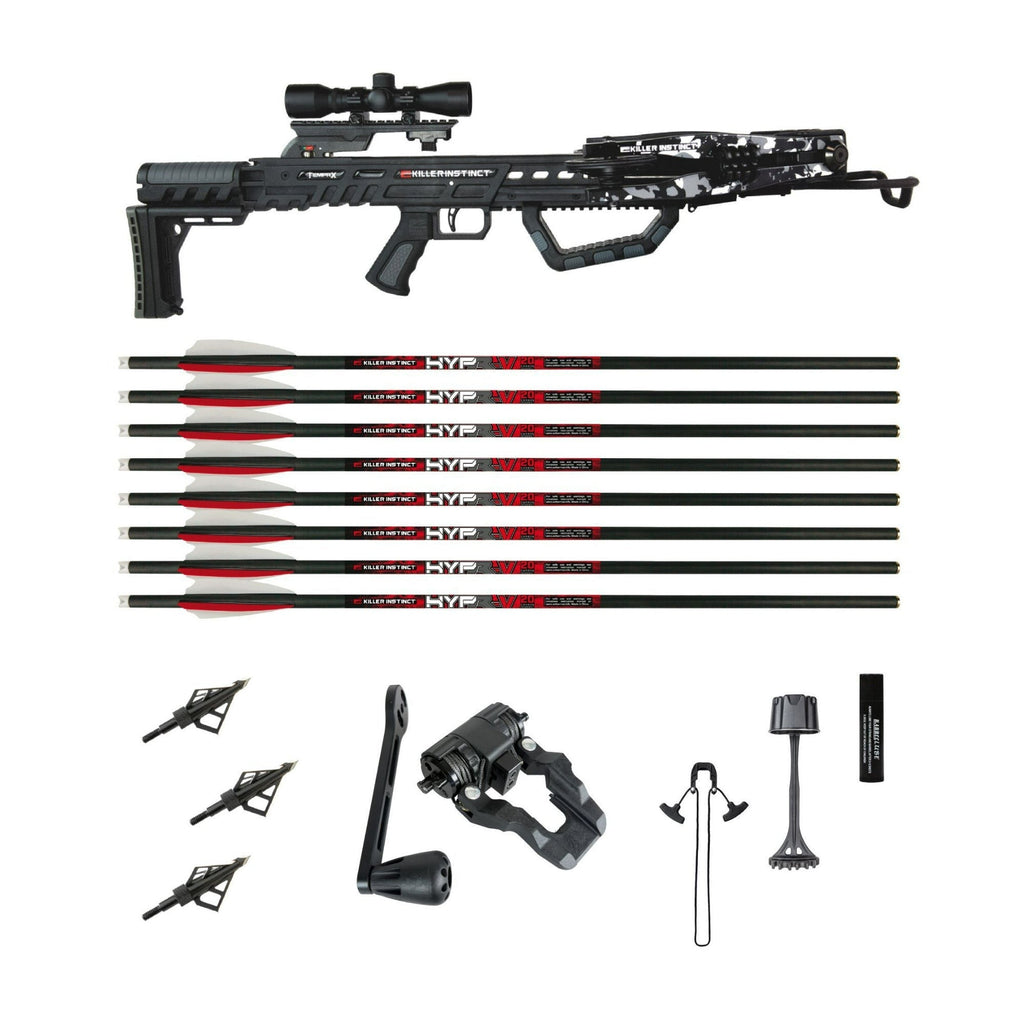 Killer Instinct Tempr-X 405 Crossbow Kit with Crank, Bolts and Broadheads Bundle